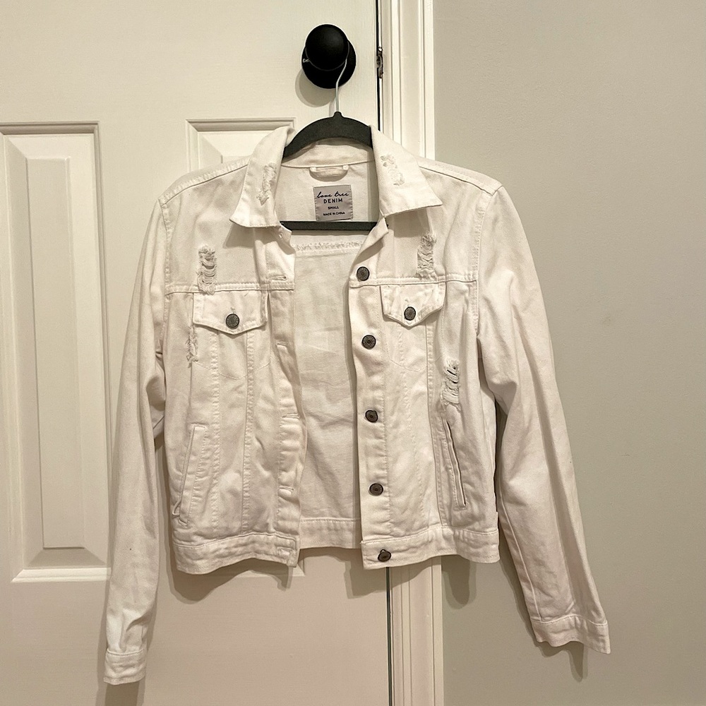 White Frayed Jean Jacket